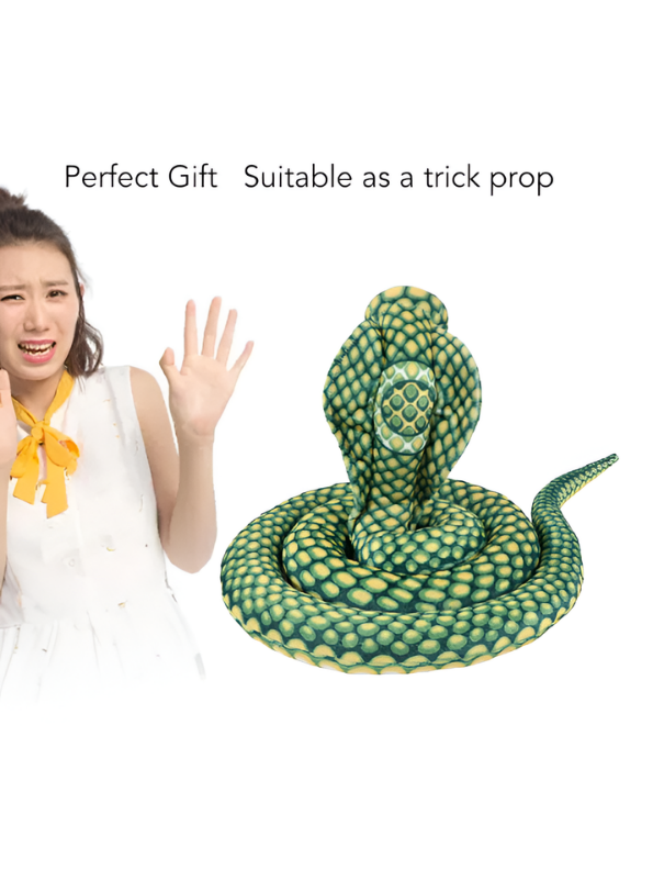 Large King Cobra Plush Toy 125 cm – Realistic Coiled Snake Stuffed Animal Green ST14994.