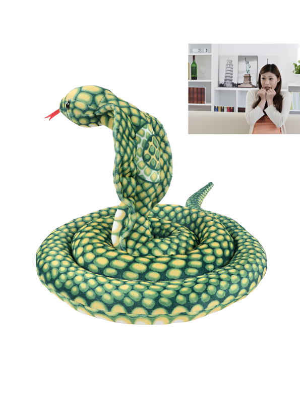 Large King Cobra Plush Toy 125 cm – Realistic Coiled Snake Stuffed Animal Green ST14994.