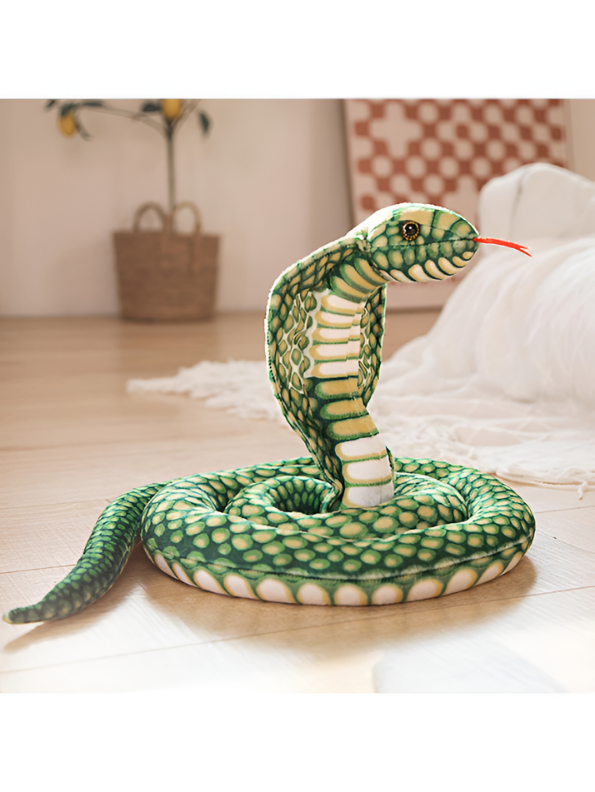 Large King Cobra Plush Toy 125 cm – Realistic Coiled Snake Stuffed Animal Green ST14994.