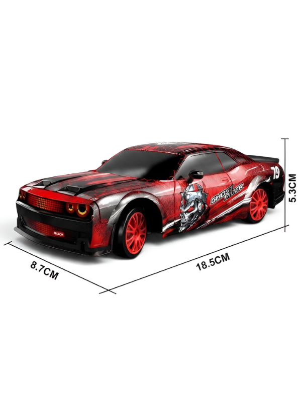 Laser Rush 1:24 Scale RC Drift Racing Car – Red Luminous Glow Shell, 2.4GHz Controller & Obstacle Set LMI16857