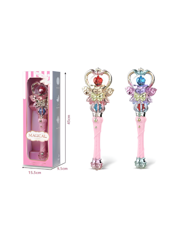 Light-Up Heart Magic Wand - Princess & Fairy Costume Dress Up Toy Pink Diamond NX15719.