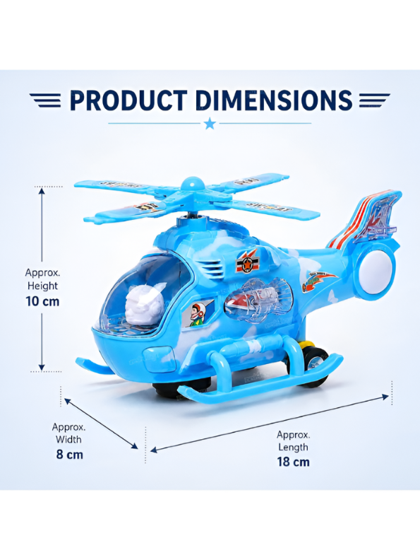 Light-Up Toy Helicopter – Bump & Go Battery Operated Musical Airplane Toy Kids TV676