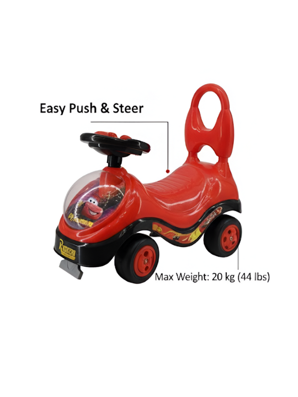Lightning McQueen Ride-On Push Car – Kids Toy with Steering Wheel, Honk Sound & Anti-Tip Design, Red LMI14101.