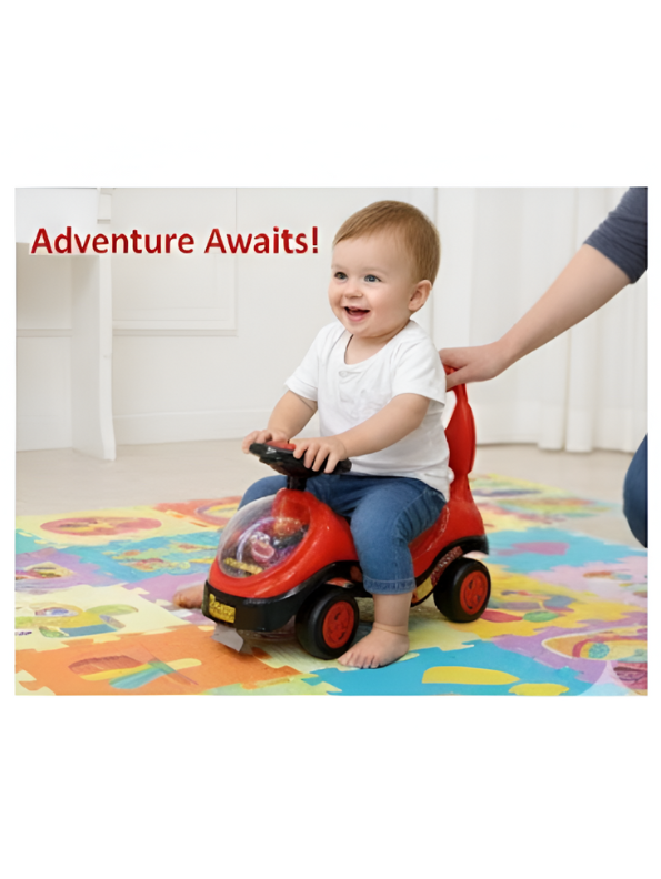 Lightning McQueen Ride-On Push Car – Kids Toy with Steering Wheel, Honk Sound & Anti-Tip Design, Red LMI14101.