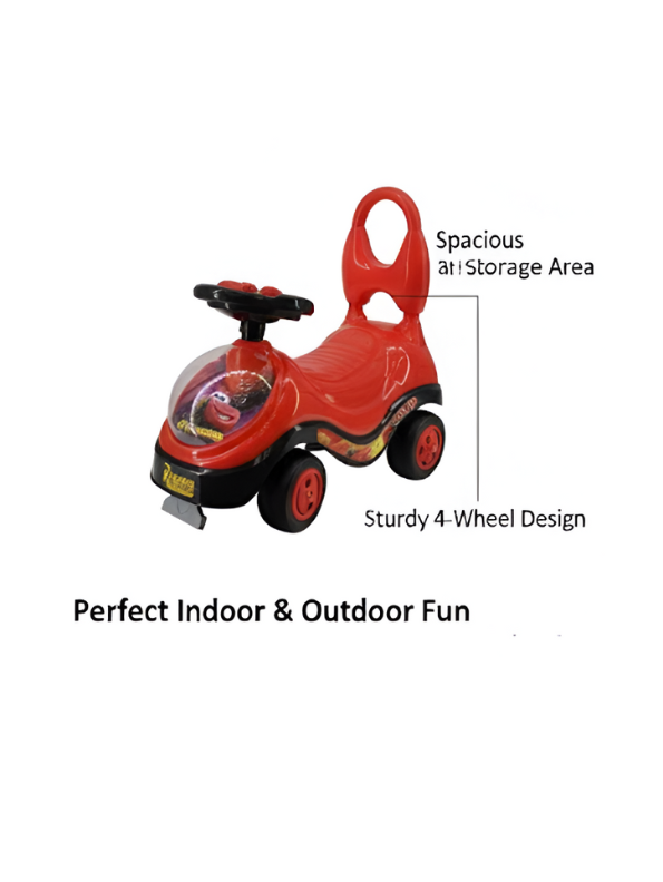 Lightning McQueen Ride-On Push Car – Kids Toy with Steering Wheel, Honk Sound & Anti-Tip Design, Red LMI14101.