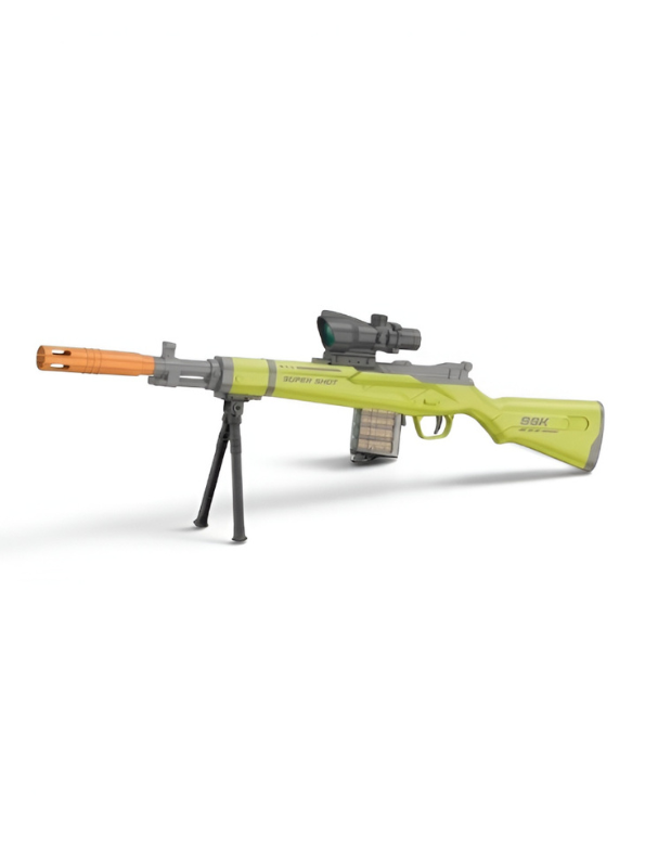 Lime Green Kar98K Toy Sniper Rifle with Adjustable Scope & Bipod LMI13840.