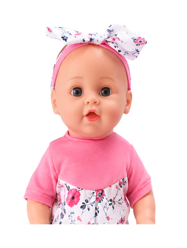 Little Loves Baby Doll Set – Floral Romper with Feeding Bottle & Accessories MD404