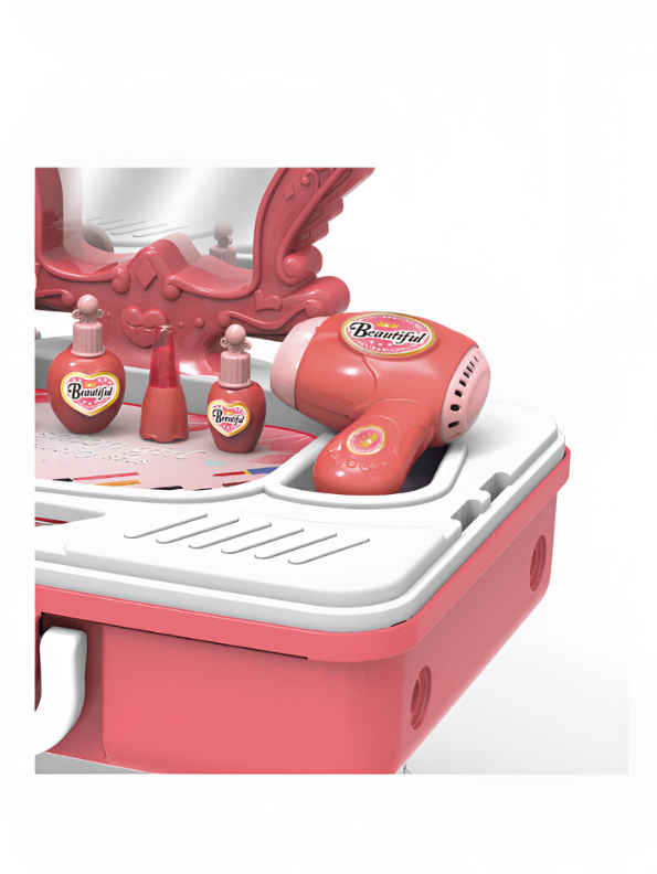 Little Princess Portable 2-in-1 Vanity Dressing Table & Pretend Makeup Beauty Salon Suitcase Set MD748