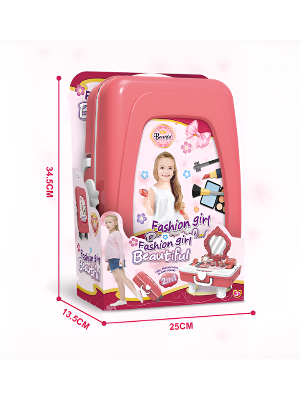 Little Princess Portable 2-in-1 Vanity Dressing Table & Pretend Makeup Beauty Salon Suitcase Set MD748