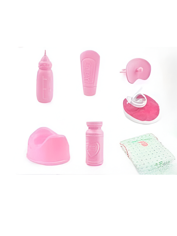 Lovely Pretend Play Baby Doll Set – Blonde Doll in Pink  Bottle, and Pacifier TV3648