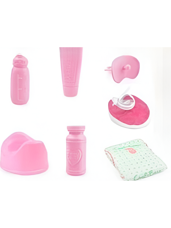 Lovely Pretend Play Baby Doll Set – Blonde Doll in Pink  Bottle, and Pacifier TV3648