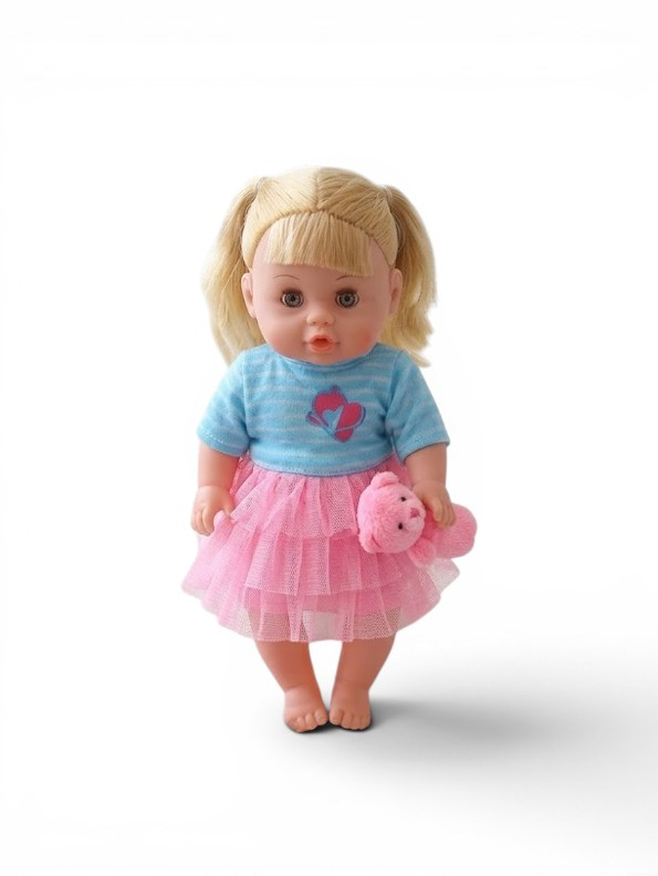Lovely Pretend Play Baby Doll Set – Blonde Doll in Pink  Bottle, and Pacifier TV3648