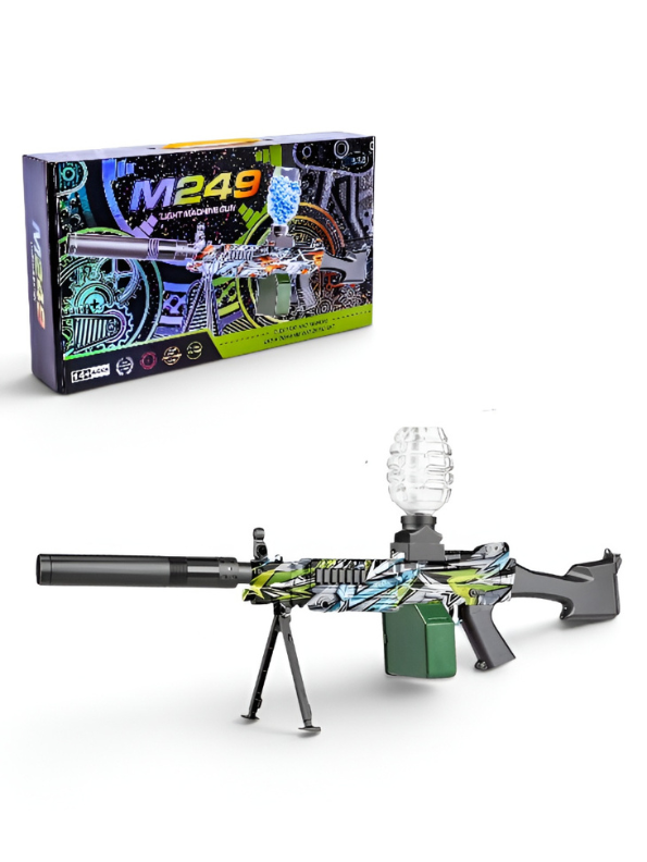 Green M249 Water Gel Ball Launcher Toy Set with Stand & water Beads| TV6431