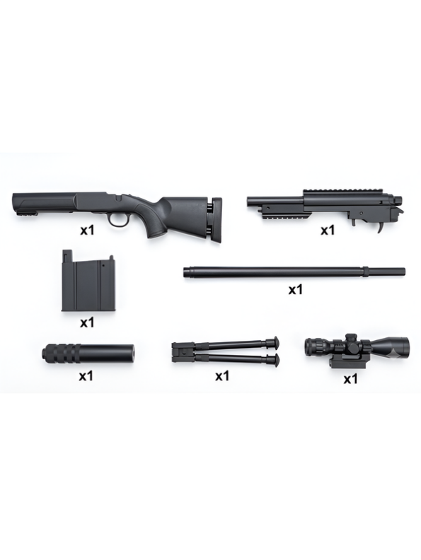 M24 Sniper Rifle Style Toy Gun for Kids with Scope, Laser Sight, Bipod Stand, Removable Magazine & BB Bullets LMI13849