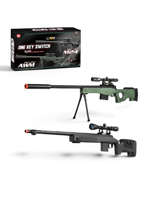 PUBG M24 + AWM Sniper Rifle Toy Gun  – Realistic Looking Role Play Gun for Kids Black Pack of two LMI13848.
