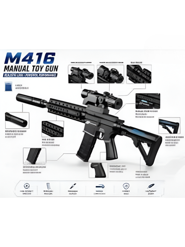 M416 Tactical Manual Gel Blaster Toy Gun (90cm) with Scope & Silencer LMI16912