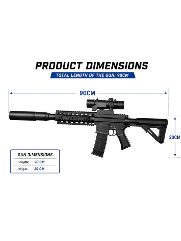 M416 Tactical Manual Gel Blaster Toy Gun (90cm) with Scope & Silencer LMI16912