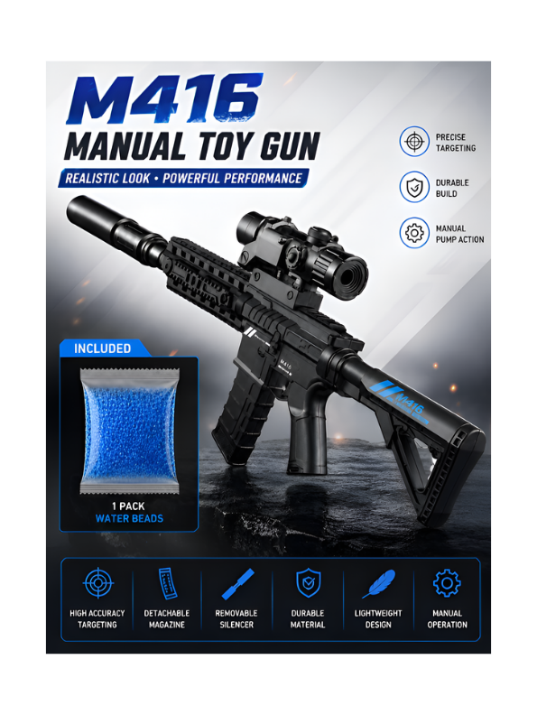 M416 Tactical Manual Gel Blaster Toy Gun (90cm) with Scope & Silencer LMI16912