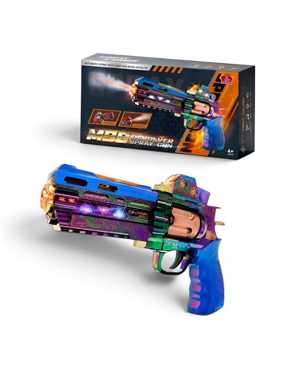 M98 Light & Sound Mist Spray Revolver Toy Gun – Interactive Futuristic Blaster Gift for Kids MD449