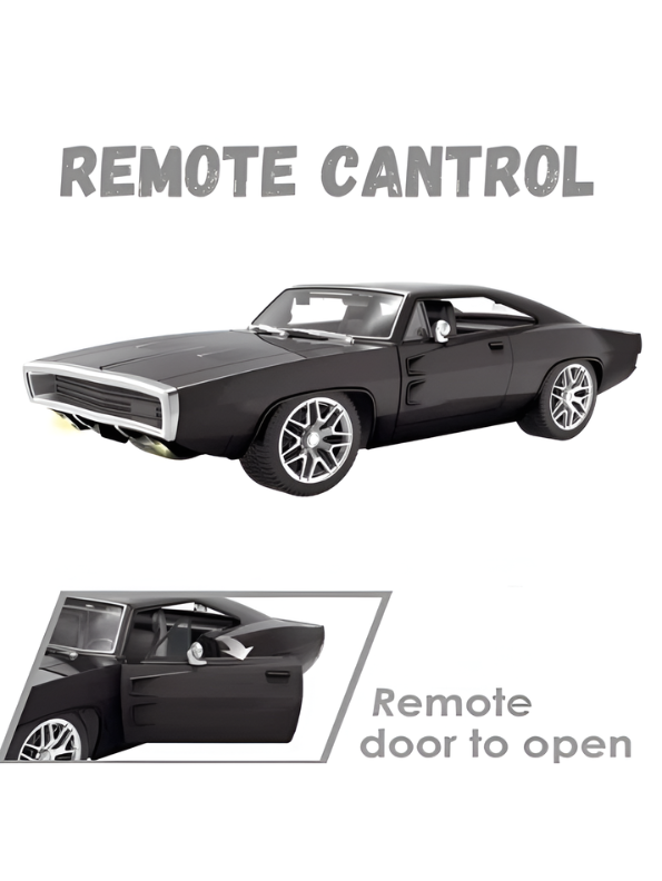 MOKA Vintage RC Muscle Toy Car – Black Remote Control Racing Car with Rechargeable Battery and Automatic Openable Doors TV633