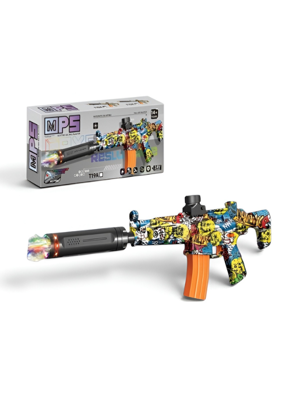 MP5 Automatic Electric Gel Blaster – Graffiti Edition with Light-Up Silencer & High-Capacity Mag MD328