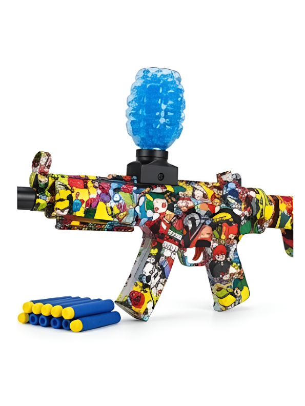 MP5 Electric Gel Ball Blaster Gun – Dual Mode Splatter Gun with Graffiti Finish, Silencer, Goggles & Rechargeable Battery for Outdoor Games MD88