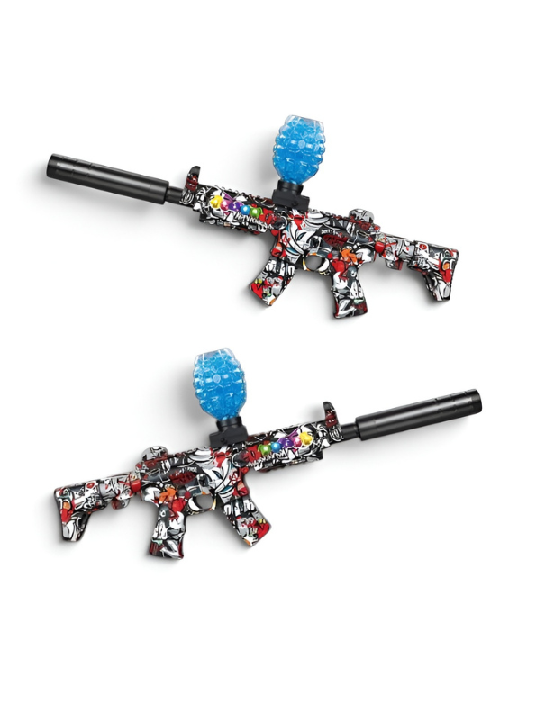 MP5 Electric Gel Ball Blaster Gun – Dual Mode Splatter Gun with Graffiti Finish, Silencer, Goggles & Rechargeable Battery for Outdoor Games MD88