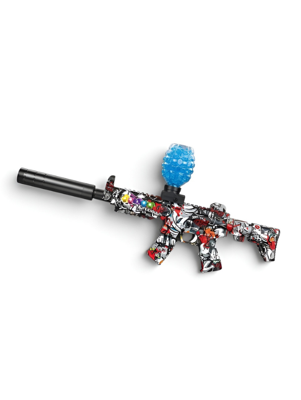 MP5 Electric Gel Ball Blaster Gun – Dual Mode Splatter Gun with Graffiti Finish, Silencer, Goggles & Rechargeable Battery for Outdoor Games MD88