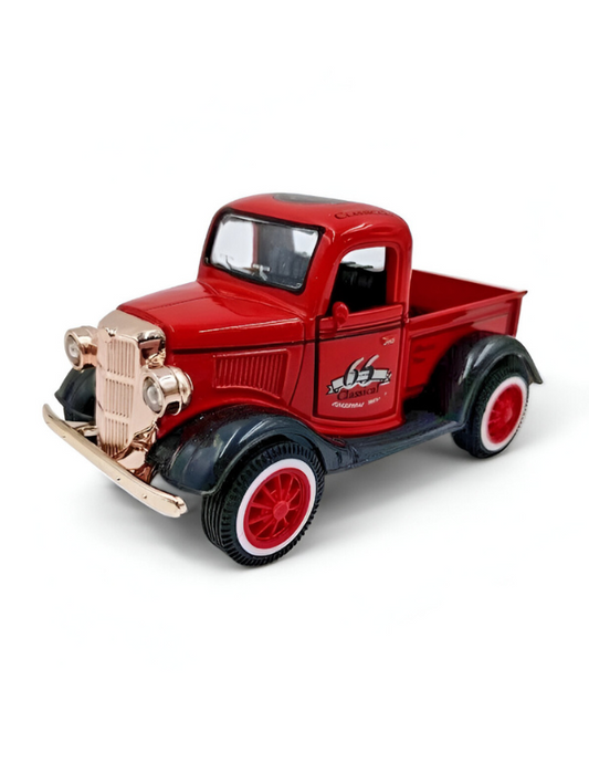 Red - MY66 Classic Truck Diecast Model Car – Retro Alloy Metal Toy with Pull Back Action & Sound | Collector’s Vintage Style Vehicle.