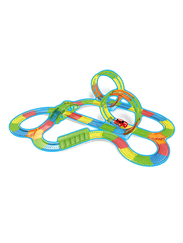 Magic Luminous Race Track Set - 316 Pcs Glow-in-the-Dark Flexible Toy Track with 2 B/O Light-Up Cars LMI10472.
