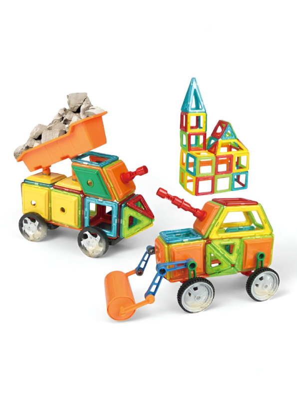 Magical Magnet Tiles Building Blocks Set - Construction Vehicles & Castle Educational STEM Toy TV1714.