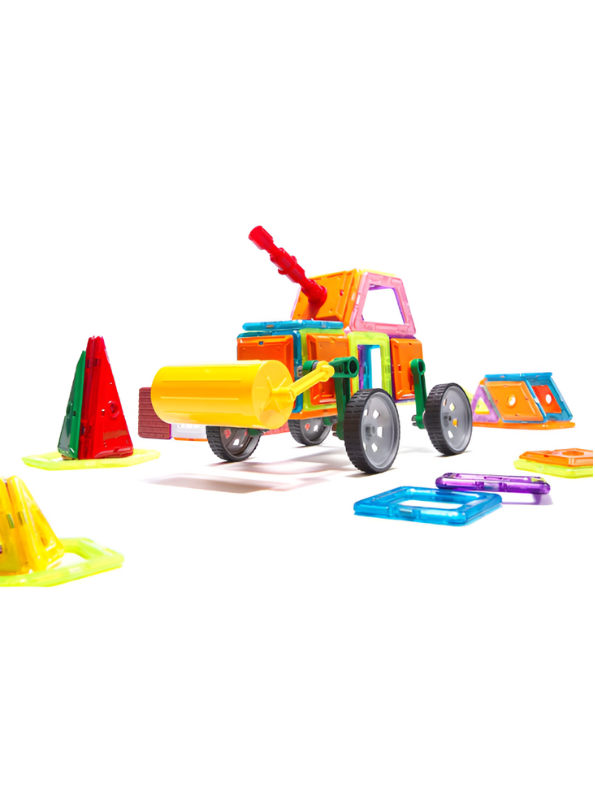 Magical Magnet Tiles Building Blocks Set - Construction Vehicles & Castle Educational STEM Toy TV1714.