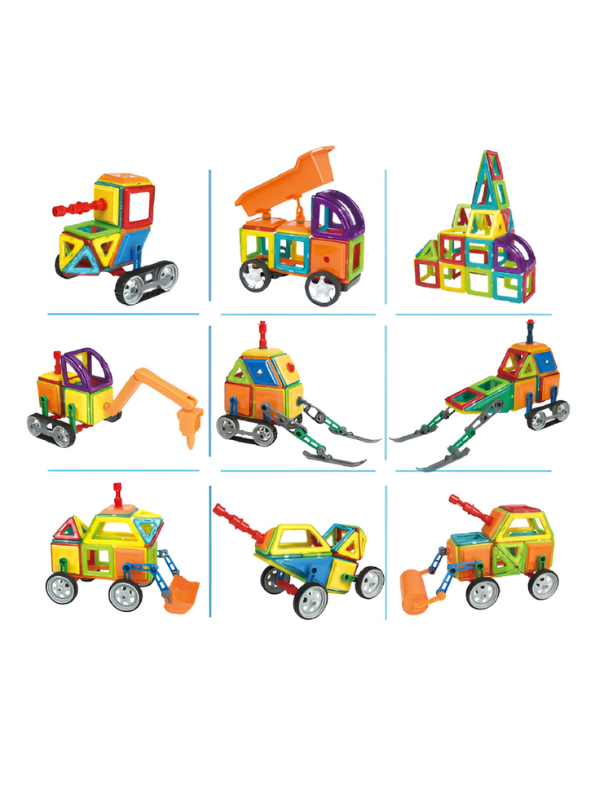Magical Magnet Tiles Building Blocks Set - Construction Vehicles & Castle Educational STEM Toy TV1714.