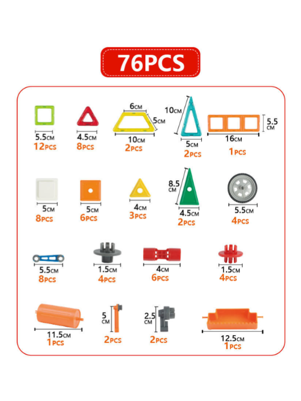 Magical Magnet Tiles Building Blocks Set - Construction Vehicles & Castle Educational STEM Toy TV1714.