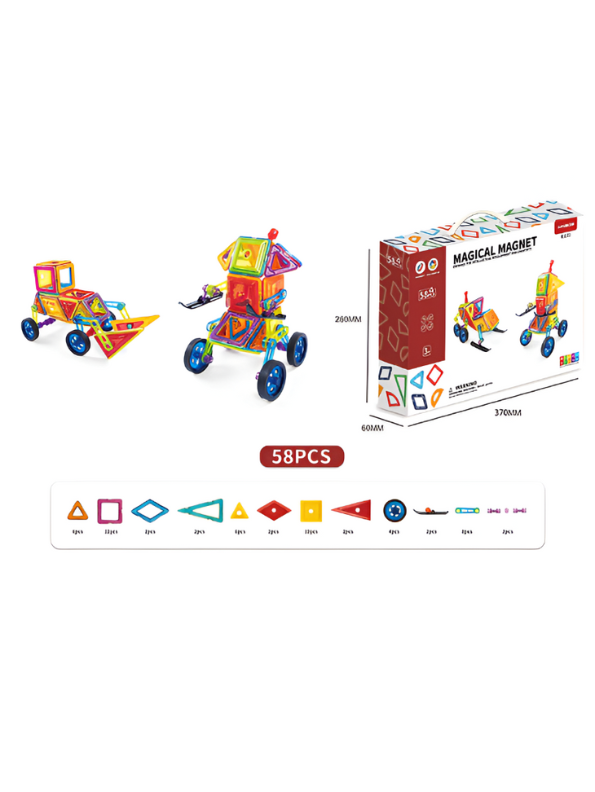 Magical Magnet – 58 PCS Magnetic Building Set - Educational STEM Toy for Kids | Creative 3D Construction Blocks for Boys & Girls TV4071.