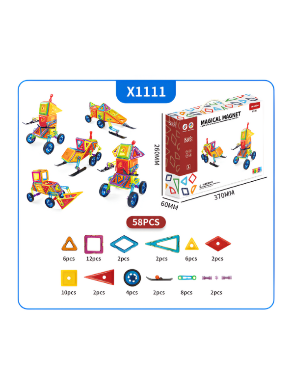 Magical Magnet – 58 PCS Magnetic Building Set - Educational STEM Toy for Kids | Creative 3D Construction Blocks for Boys & Girls TV4071.