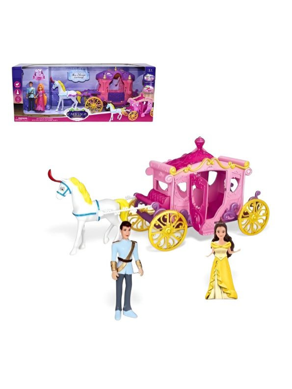 Magical Princess Carriage Toy Set with Horse, Prince, and Princess Figures NX11746.