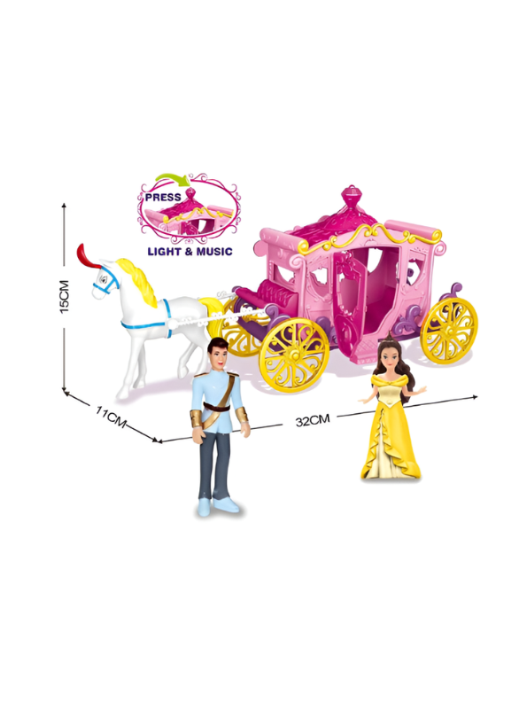 Magical Princess Carriage Toy Set with Horse, Prince, and Princess Figures NX11746.