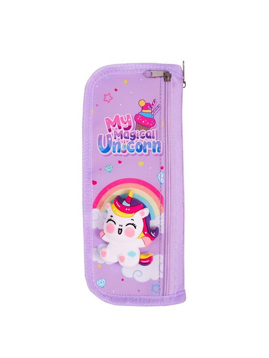 Purple - Magical Unicorn Pouch – Double Chain, Blister Card Packing | Soft & Cute Zipper Squishy Pouch for Kids NOV6641.