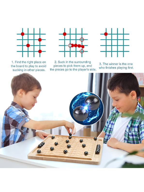 Magnetic Clash Chess Set - Premium Wooden Induction Board Game, Interactive Educational Family Desktop Toy for Logical Thinking & Brain Training TV7044