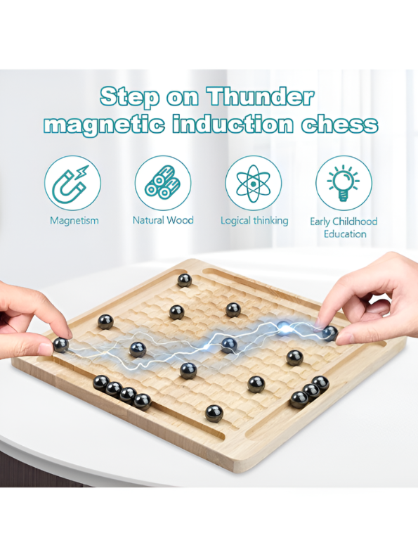 Magnetic Clash Chess Set - Premium Wooden Induction Board Game, Interactive Educational Family Desktop Toy for Logical Thinking & Brain Training TV7044