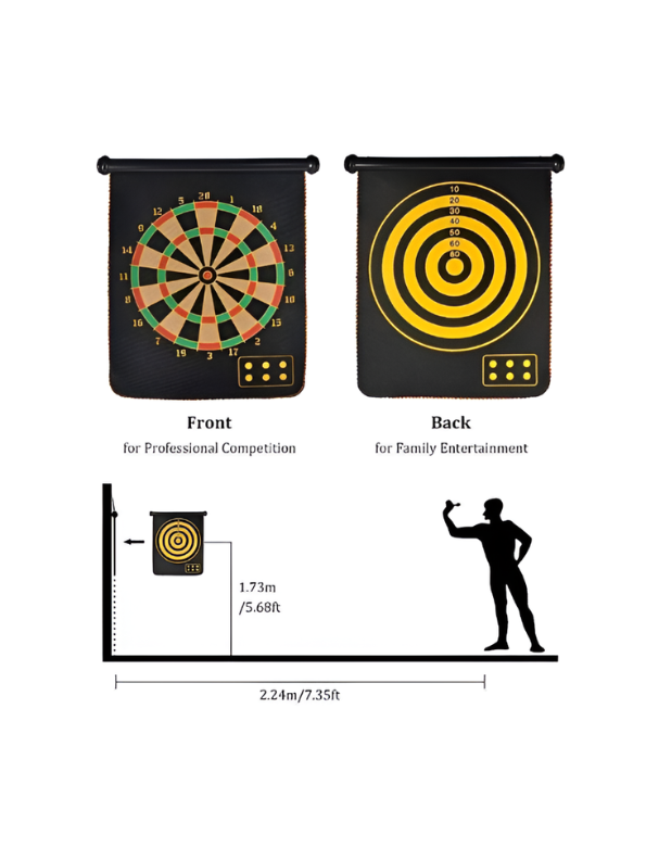 Magnetic Dart Board Game Set – Hanging Roll-Up Dartboard LMI15024.