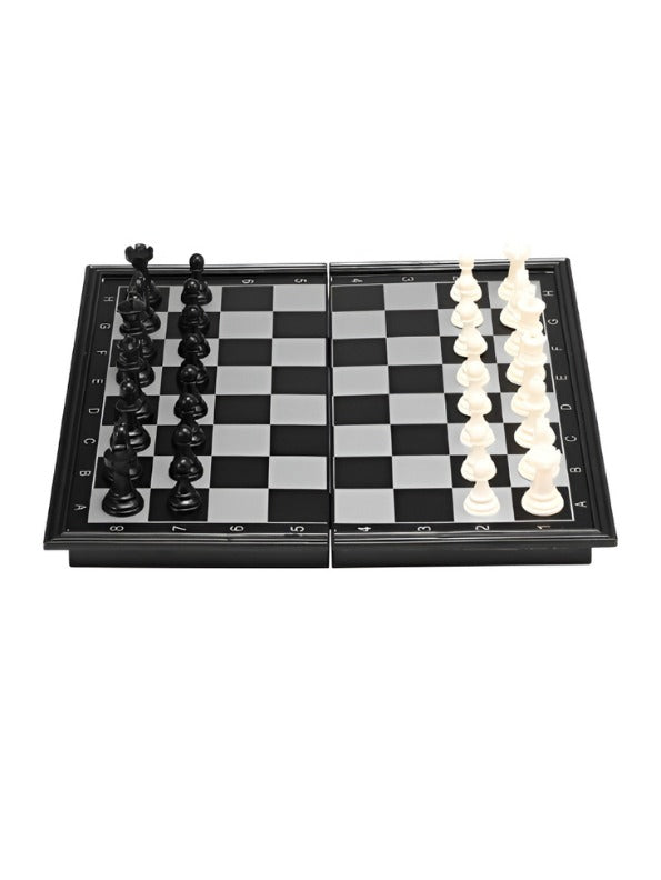 Magnetic Folding Chess Set with Portable Travel Board and Staunton Style Pieces – Compact Educational Strategy Game for Kids & Adults LMI11025