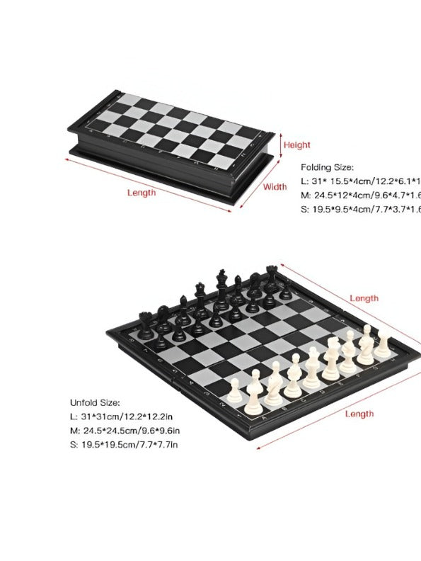 Magnetic Folding Chess Set with Portable Travel Board and Staunton Style Pieces – Compact Educational Strategy Game for Kids & Adults LMI11025