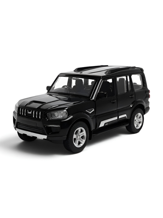 Mahindra Scorpio Die-Cast Model SUV Black– Pull-Back Toy Car with Openable Doors MD556