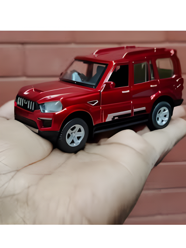 Mahindra Scorpio Die-Cast Model SUV Red– Pull-Back Toy Car with Openable Doors MD556