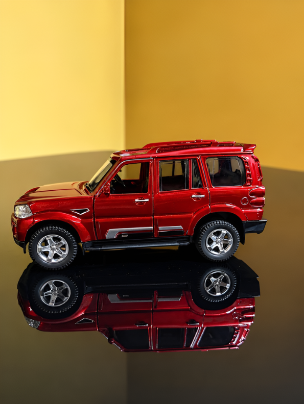 Mahindra Scorpio Die-Cast Model SUV Red– Pull-Back Toy Car with Openable Doors MD556