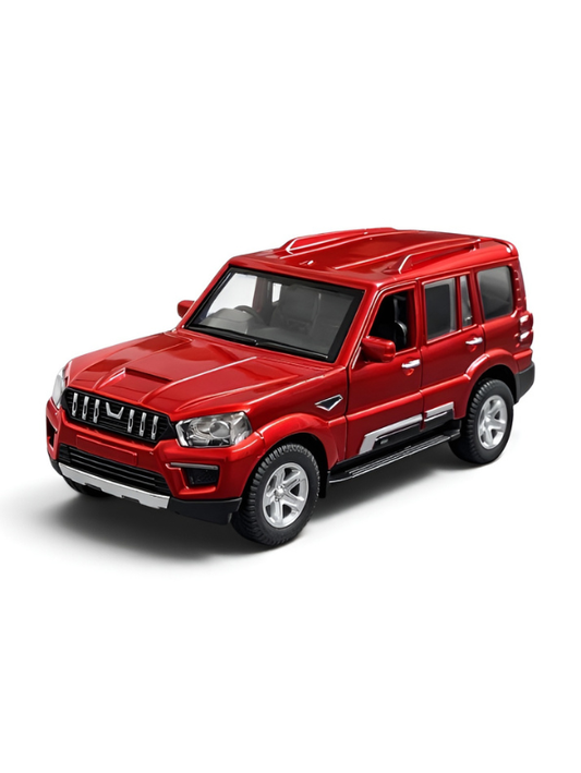 Mahindra Scorpio Die-Cast Model SUV Red– Pull-Back Toy Car with Openable Doors MD556