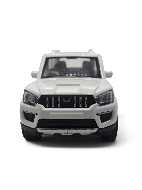 Mahindra Scorpio Die-Cast Model SUV White– Pull-Back Toy Car with Openable Doors MD556