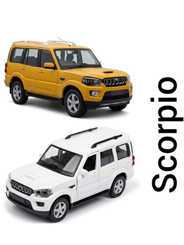 Mahindra Scorpio Die-Cast Model SUV Yellow– Pull-Back Toy Car with Openable Doors MD556